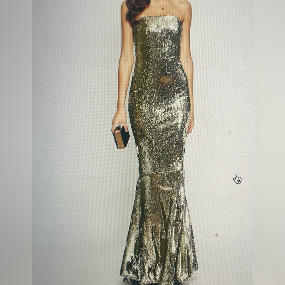 ASOS Metallic Gold Sequin Fishtail Dress